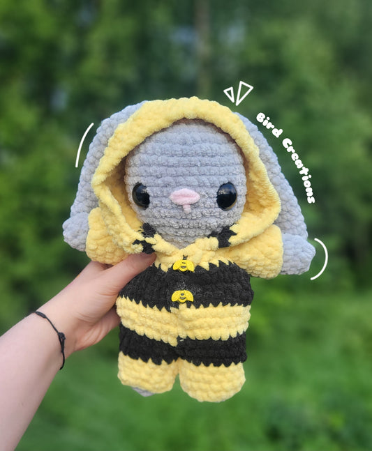 Bunny in bee onesie